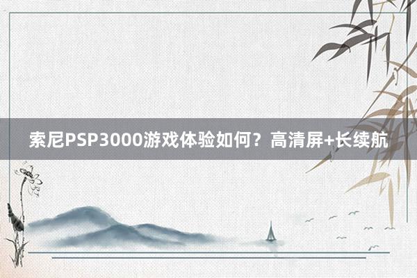 索尼PSP3000游戏体验如何？高清屏+长续航