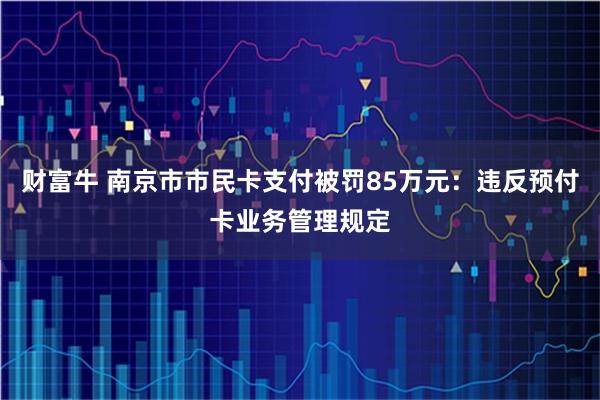 财富牛 南京市市民卡支付被罚85万元：违反预付卡业务管理规定